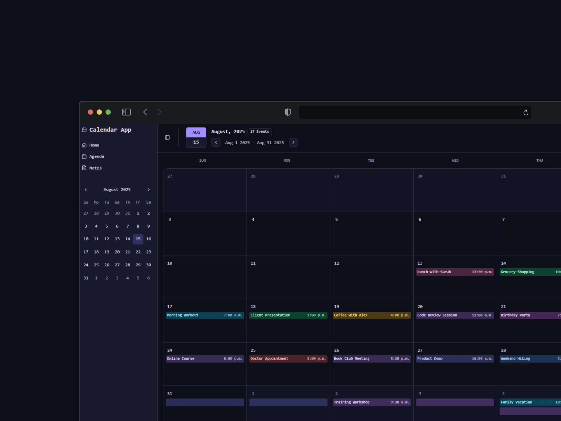 Calendar App